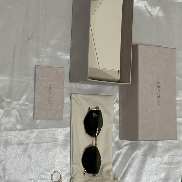 Jimmy Choo Black Geometric Oval Sunglasses